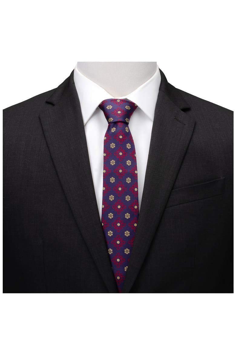 Floral Silk Tie, Alternate, color, PURPLE
