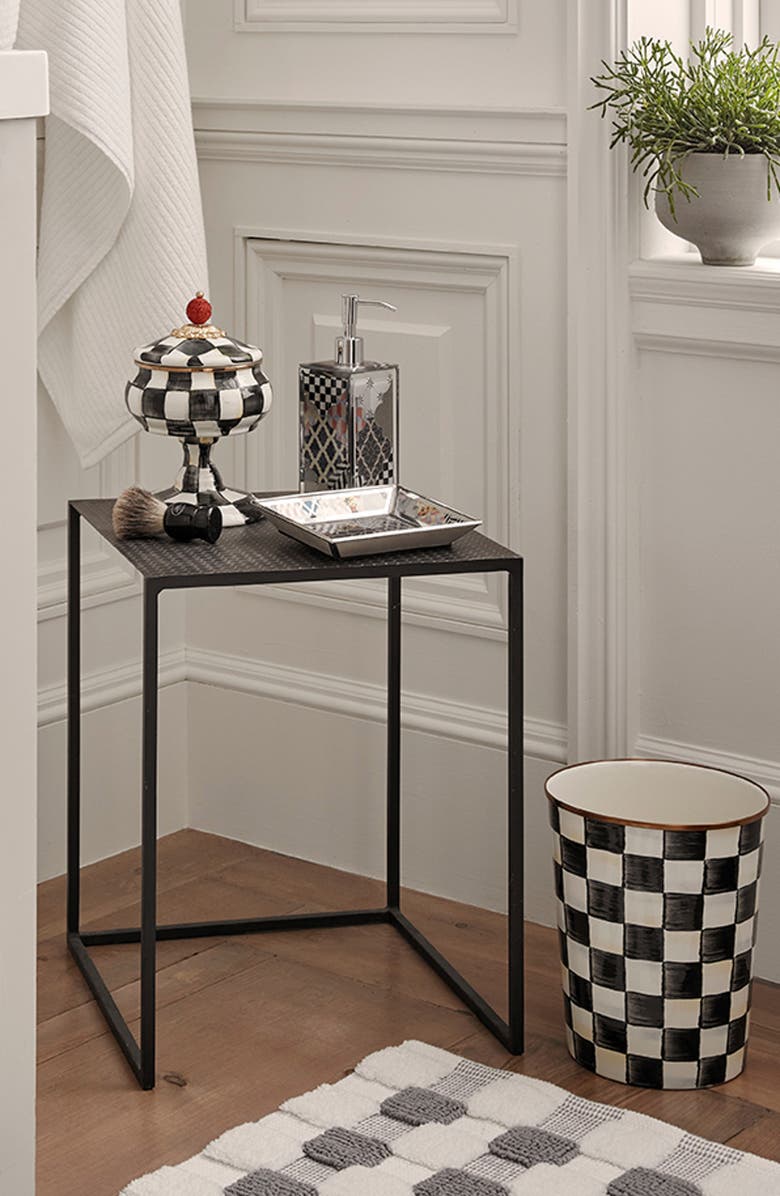 MACKENZIE CHILDS Courtly Check Enameled Steel Waste Bin, Alternate, color, Black/ White