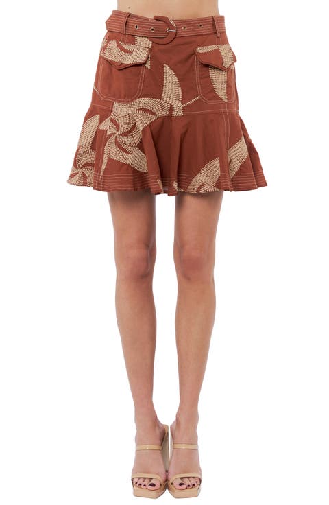 Sayla Embroidered Detail Cotton Miniskirt
