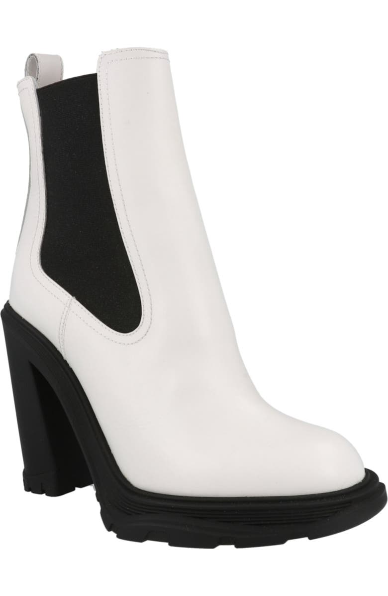 McQueen Heeled Chelsea Boot, Main, color, Ivory Black