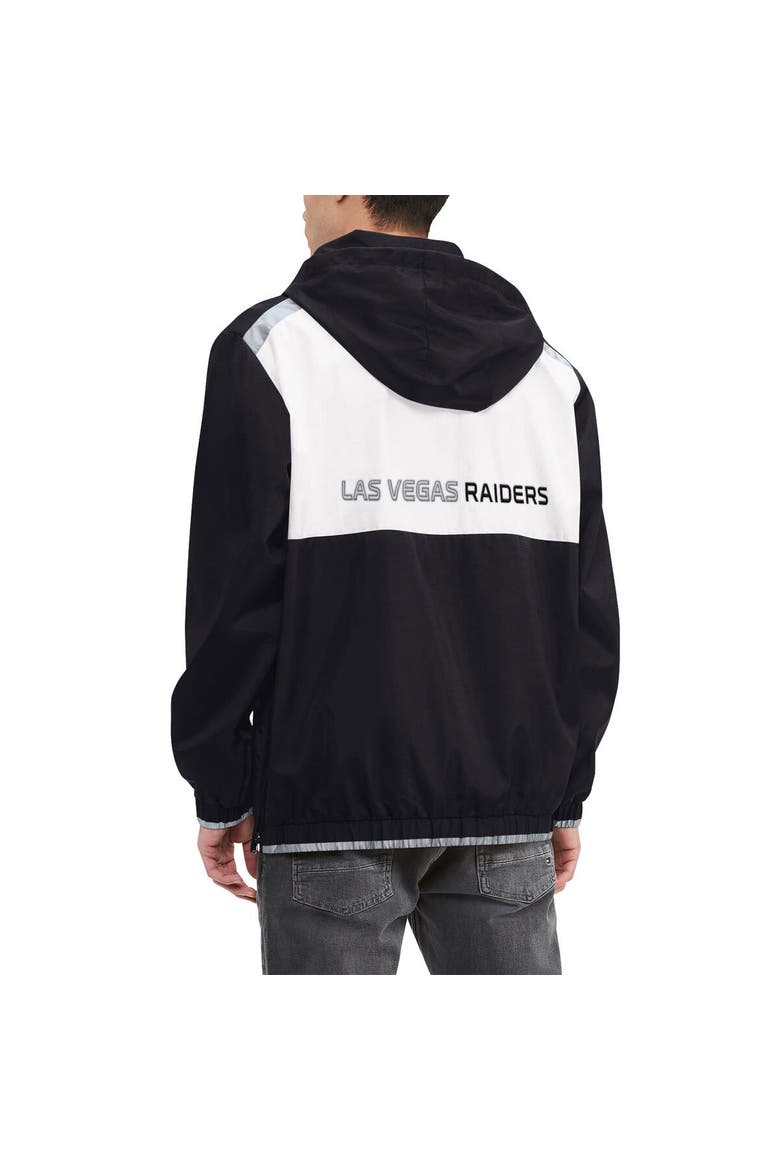 Men's Tommy Hilfiger Black/White Las Vegas Raiders Carter Half-Zip Hooded Top, Alternate, color, Black