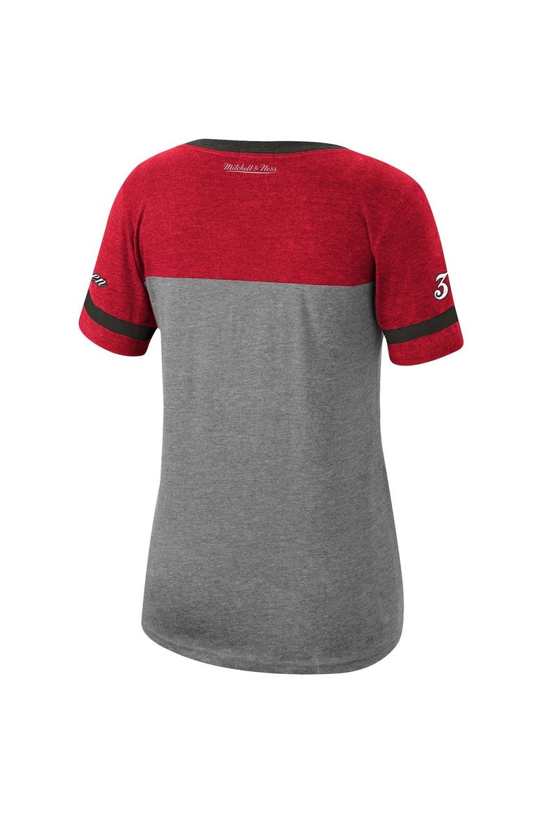 Women's Mitchell & Ness Scottie Pippen Heathered Charcoal Chicago Bulls Team Captain V-Neck T-Shirt, Alternate, color, Heather Charcoal