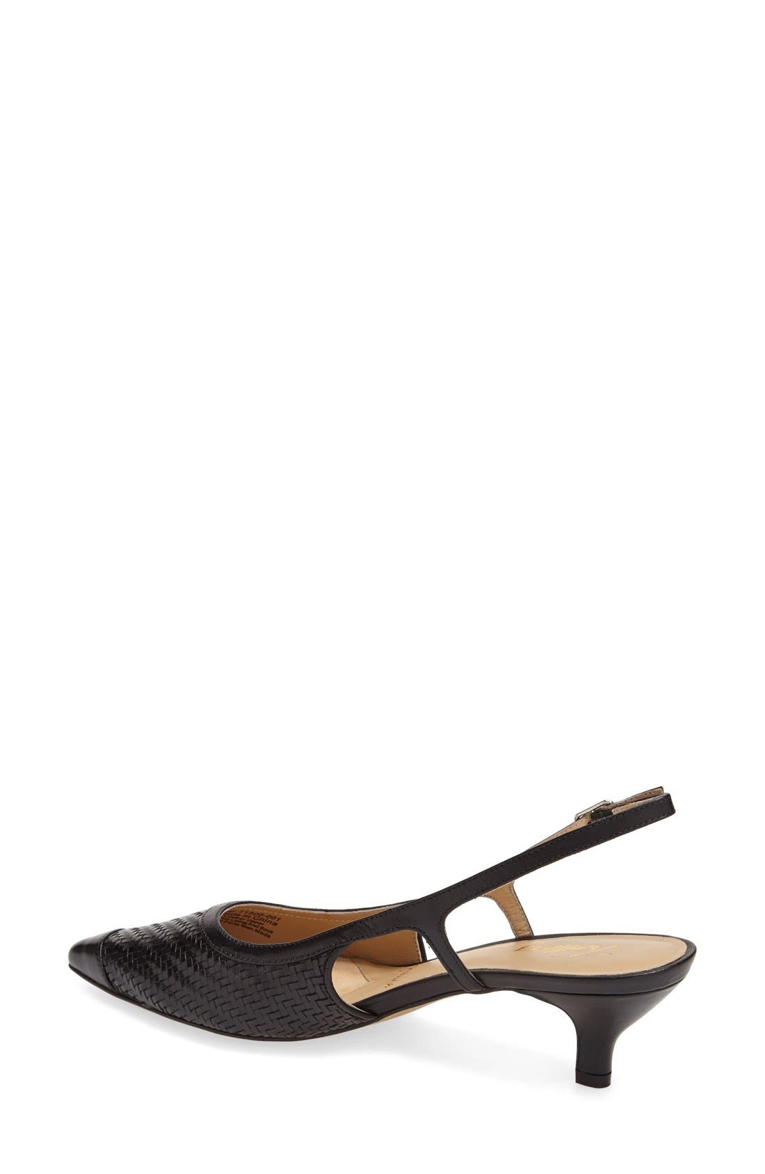'Kimberly' Woven Leather Slingback Pump, Alternate, color, BLACK