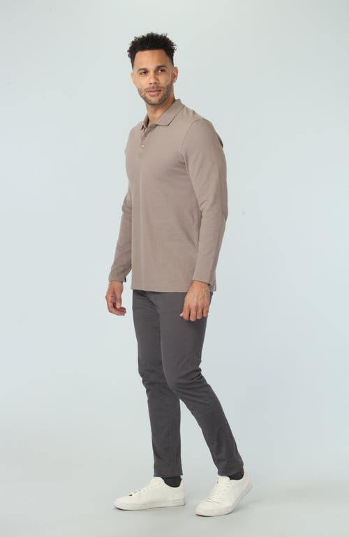 Vustra Driftwood Long Sleeve Polo In Brown