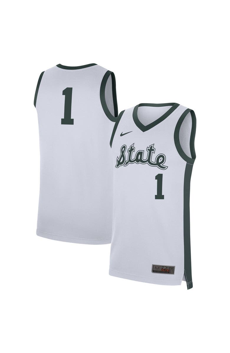 Nike Men's Nike #1 White Michigan State Spartans Replica Jersey, Alternate, color, White