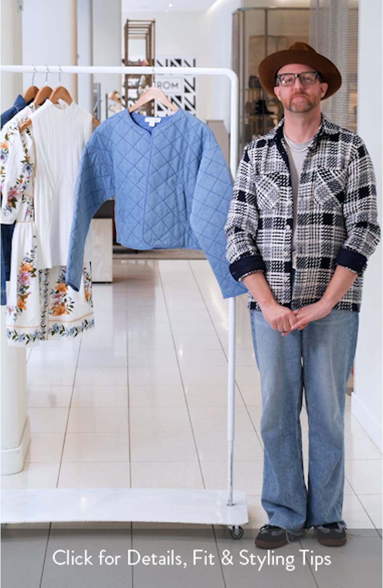 Quilted Cotton Twill Open Front Crop Jacket, sales video thumbnail