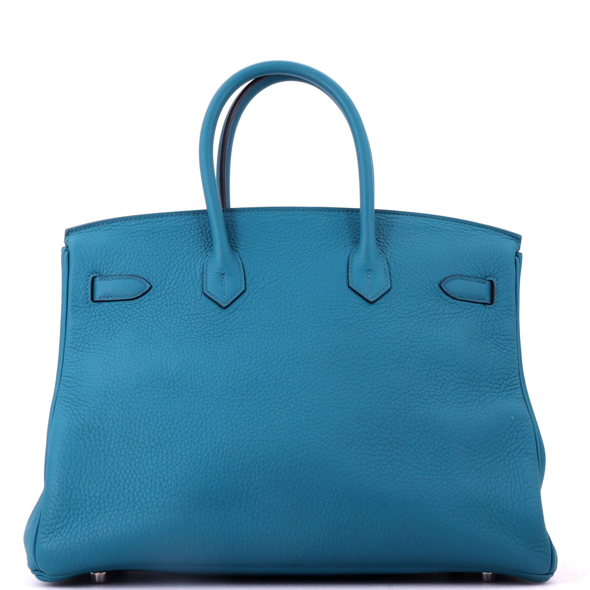 Pre-Owned Hermes Birkin Handbag Blue Clemence with Palladium Hardware 35, Alternate, color, Bleu Izmir