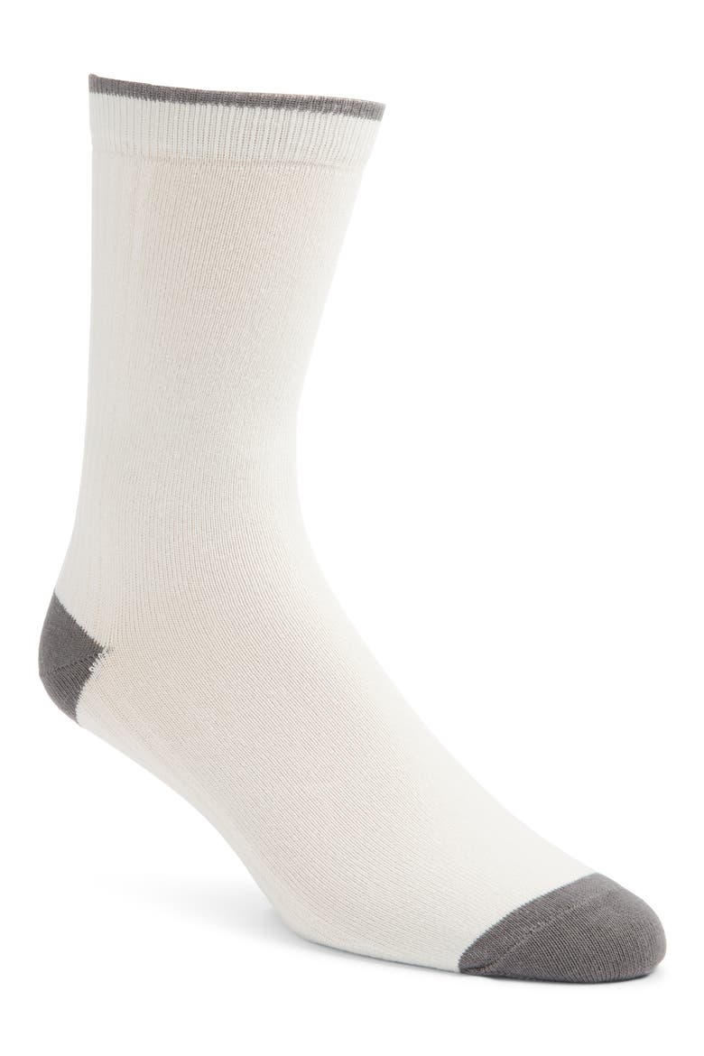 Stripe Cotton Blend Crew Socks, Main, color, GREY JET