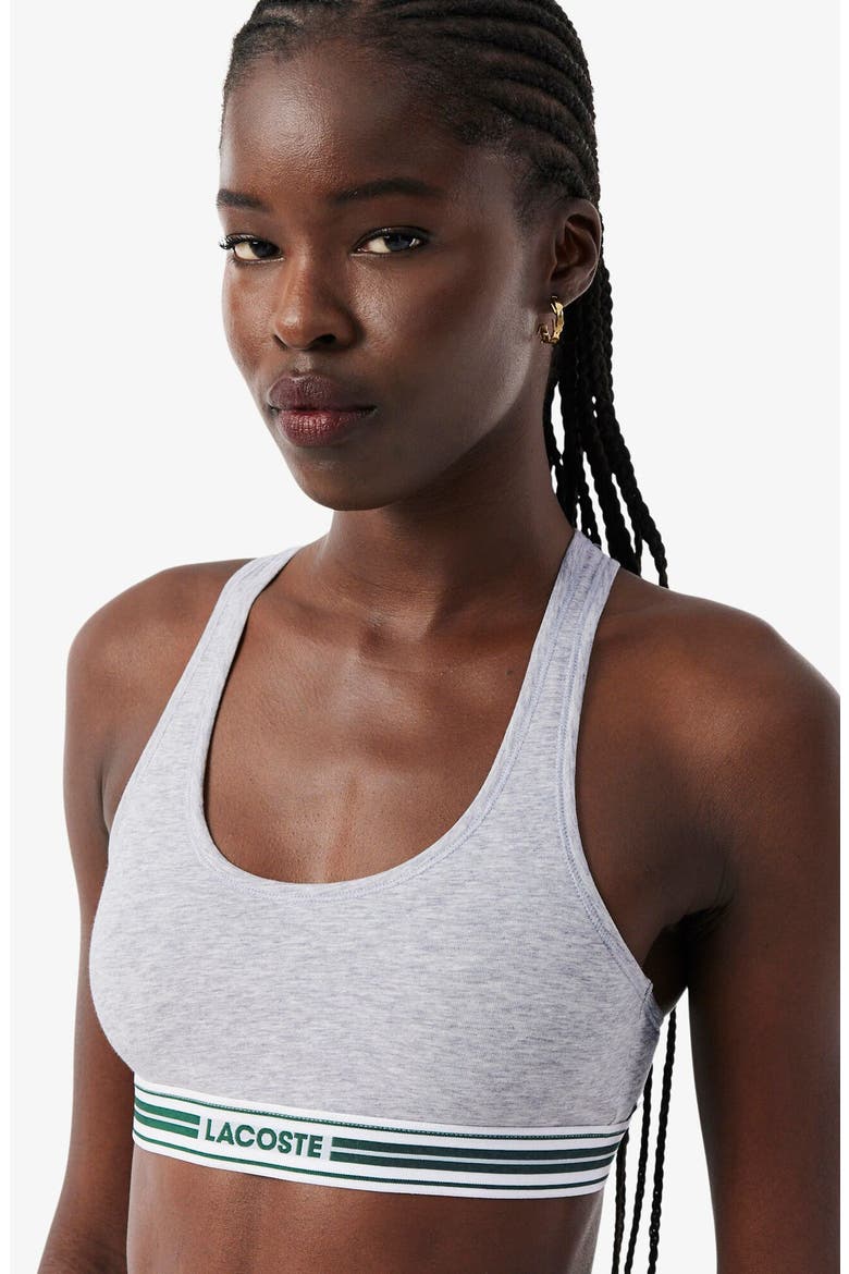 Racerback Padded Stretch Cotton Bralette, Alternate, color, SILVER CHINE