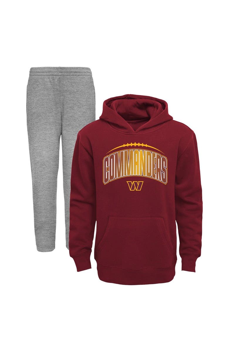 Outerstuff Toddler Burgundy/Heathered Gray Washington Commanders Double-Up Pullover Hoodie & Pants Set, Main, color, 