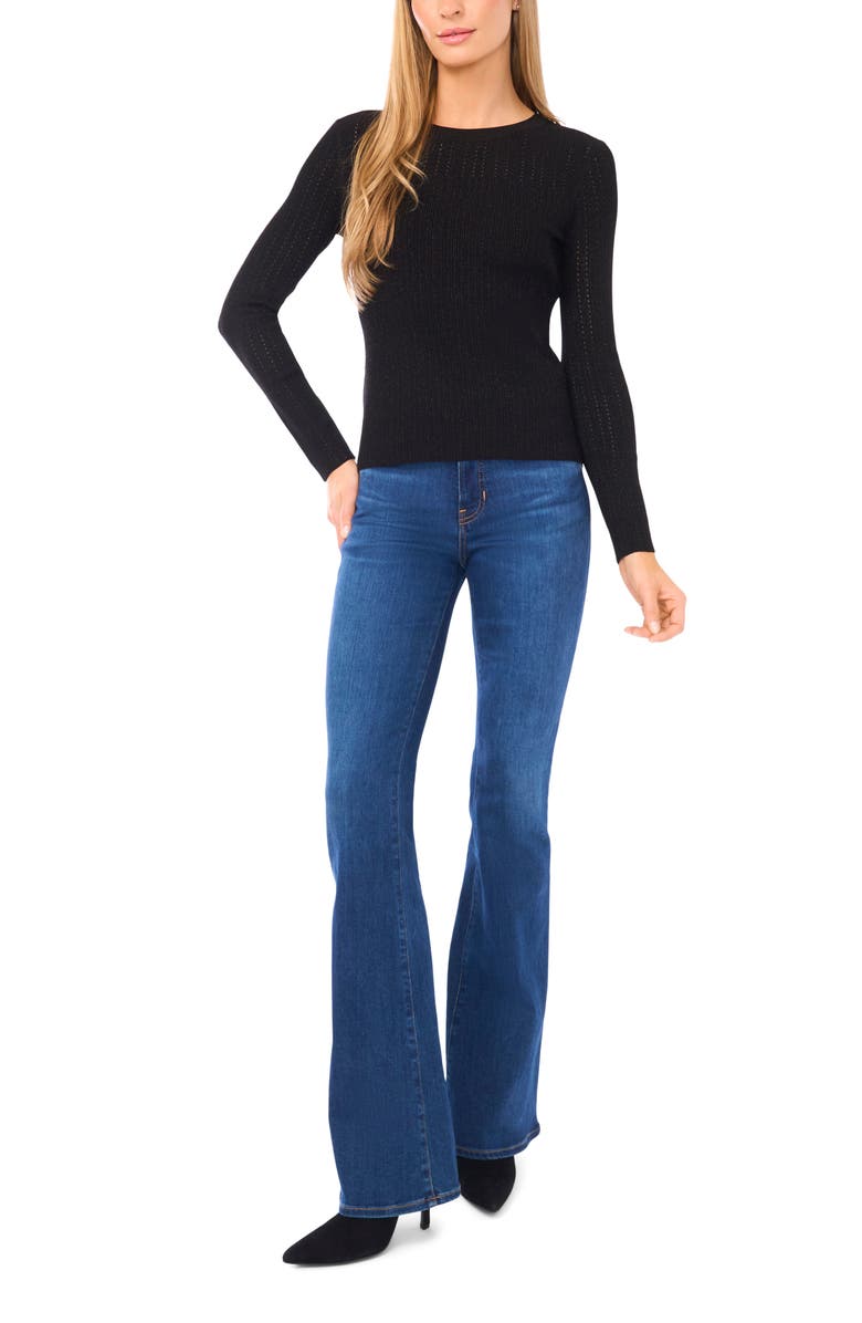 Ted Baker Metallic Pointelle Sweater, Alternate, color, Black/ Bronze