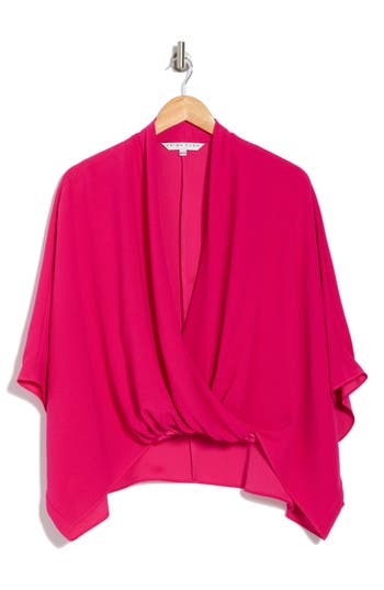 Trina Turk Concourse Draped Georgette Top In Pink Peppe