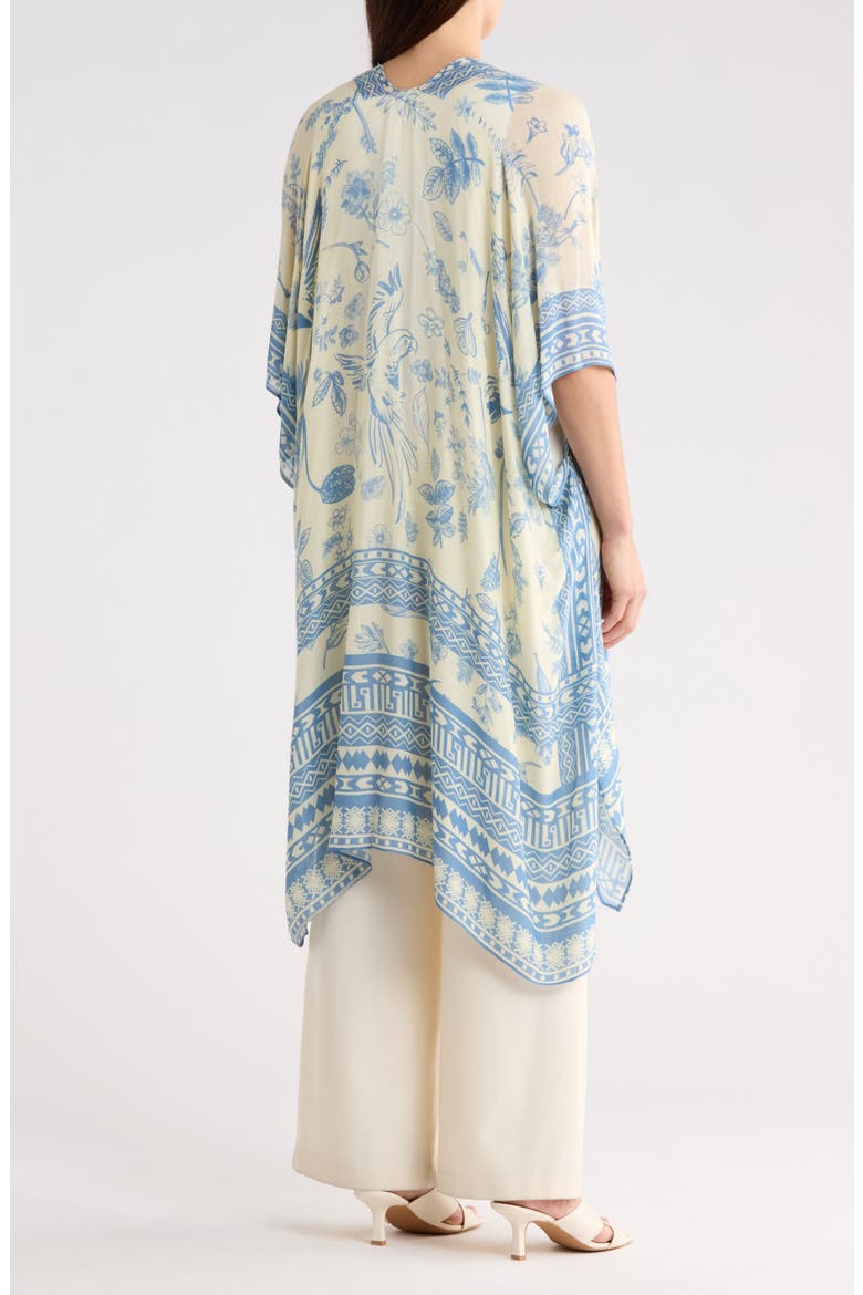 Lightweight Print Ruana, Alternate, color, BLUE IVORY FOLIAGE