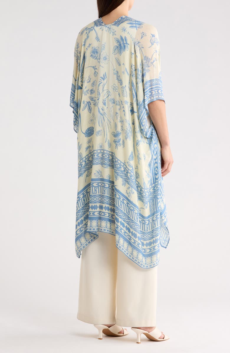 NORDSTROM RACK Lightweight Print Ruana, Alternate, color, Blue Ivory Foliage