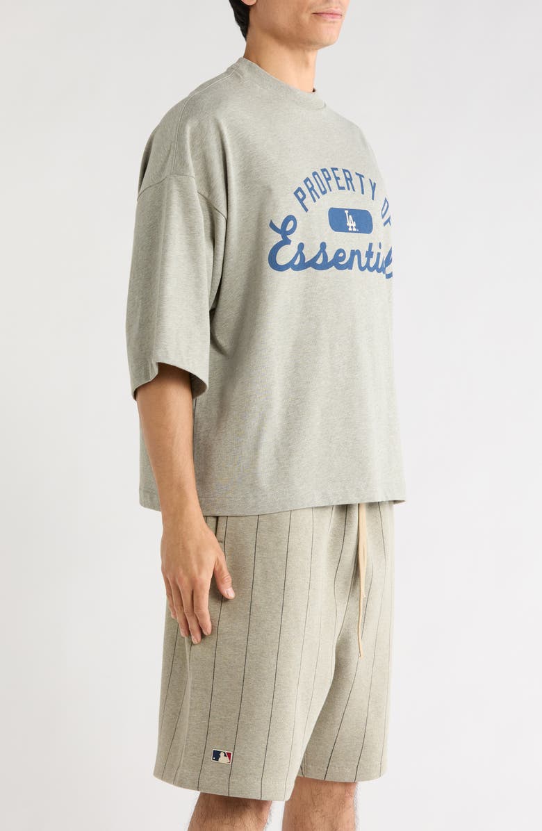 Fear of God Essentials x MLB Dodgers Cotton Graphic T-Shirt, Alternate, color, Concrete Heather