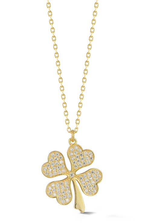 Pavé Cubic Zirconia Clover Pendant Necklace