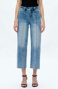 Bayeas Seamed High Waist Raw Hem Crop Wide Leg Jeans