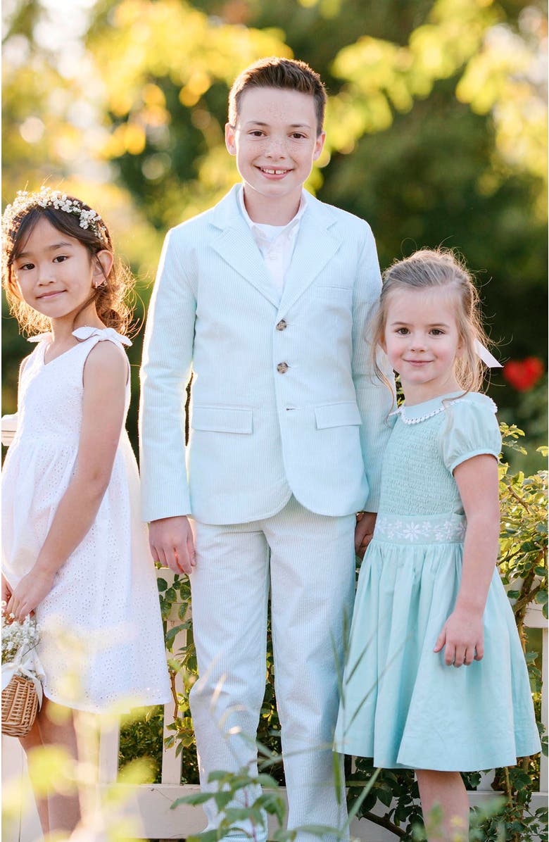 Hope & Henry Girls' Organic Puff Sleeve Smocked Party Dress, Kids, Alternate, color, 