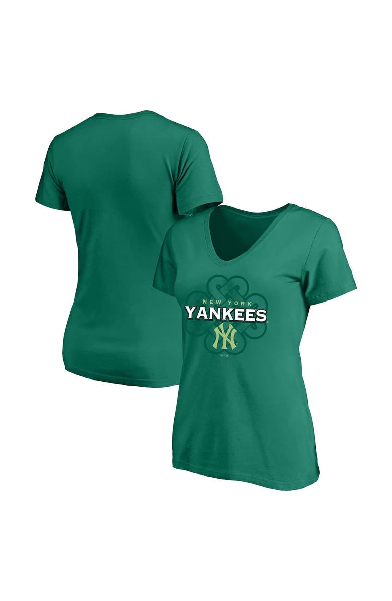 PROFILE Women's Profile Kelly Green New York Yankees Plus Size Celtic V-Neck T-Shirt, Alternate, color, Kelly Green
