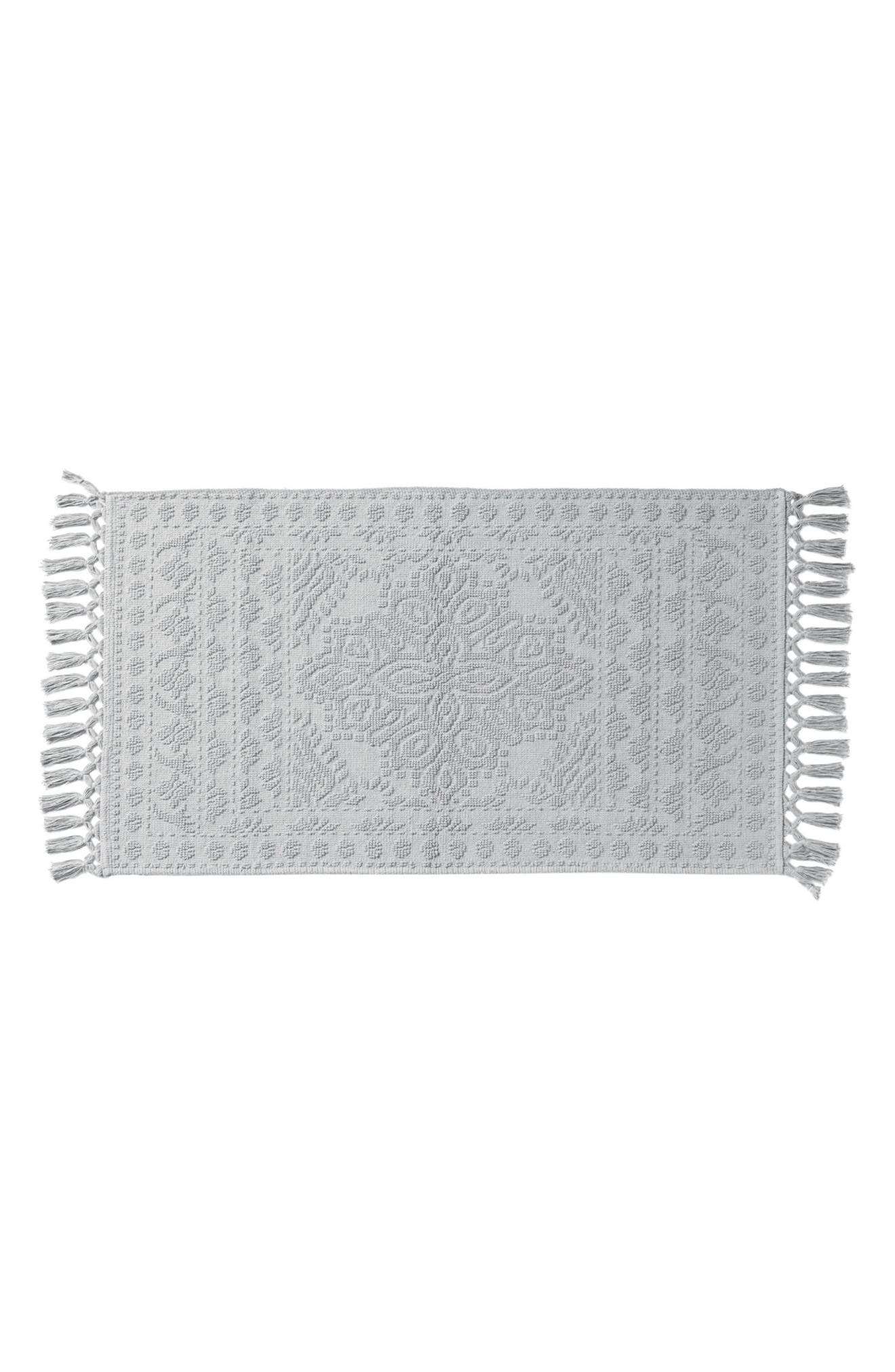 French Connection Nellore Fringe Bath Rug In Gray