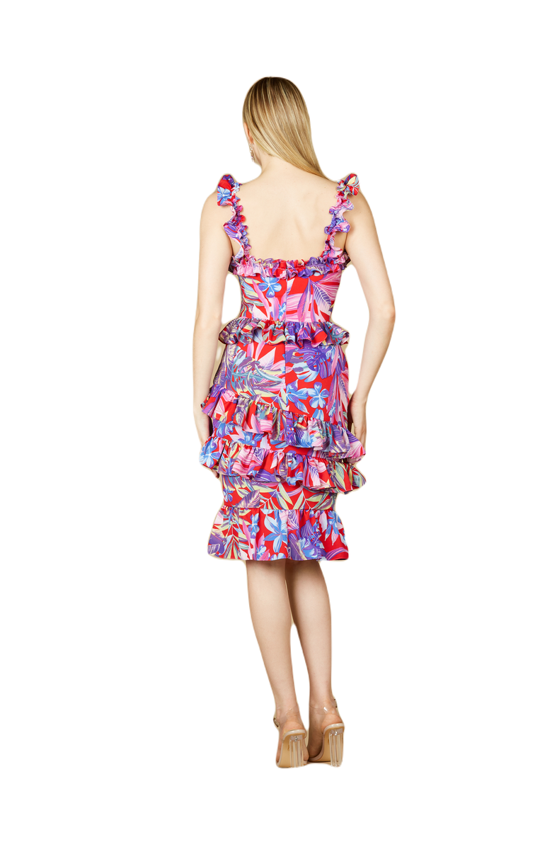 LARA New York High Neck Printed Midi Dress, Alternate, color, 