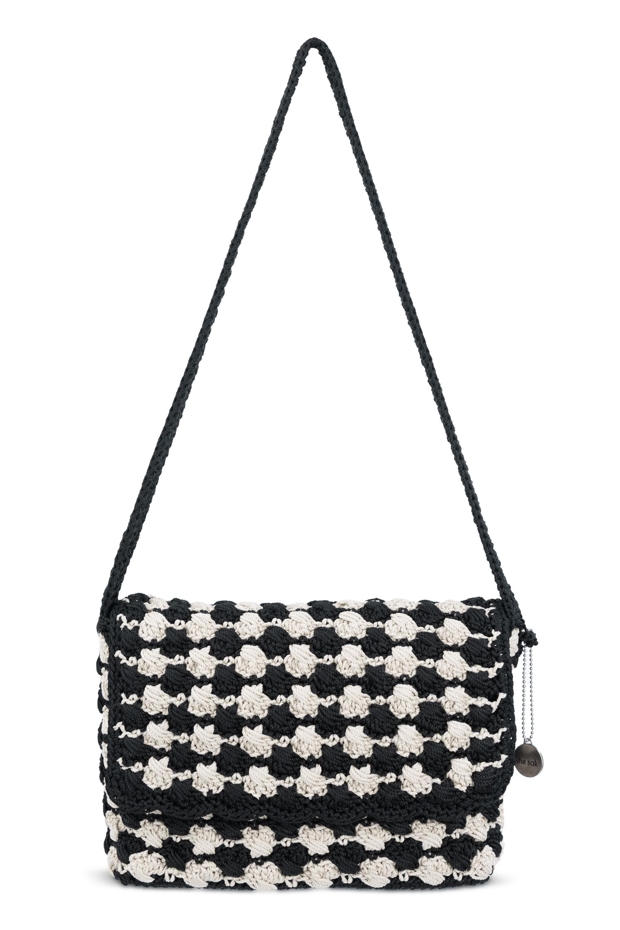 Marlow Crochet Flap Shoulder, Main, color, Black Ecru Shell