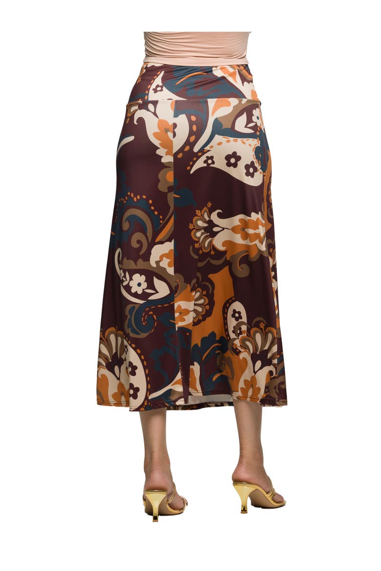 Elastic Waist Maxi Skirt Print, Alternate, color, Brown Multi