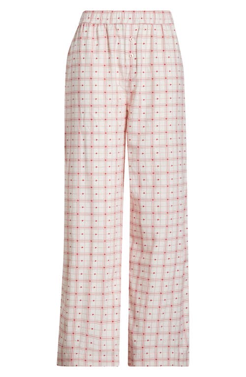 Open Edit Print Flannel Boxer Pajama Pants In Pink