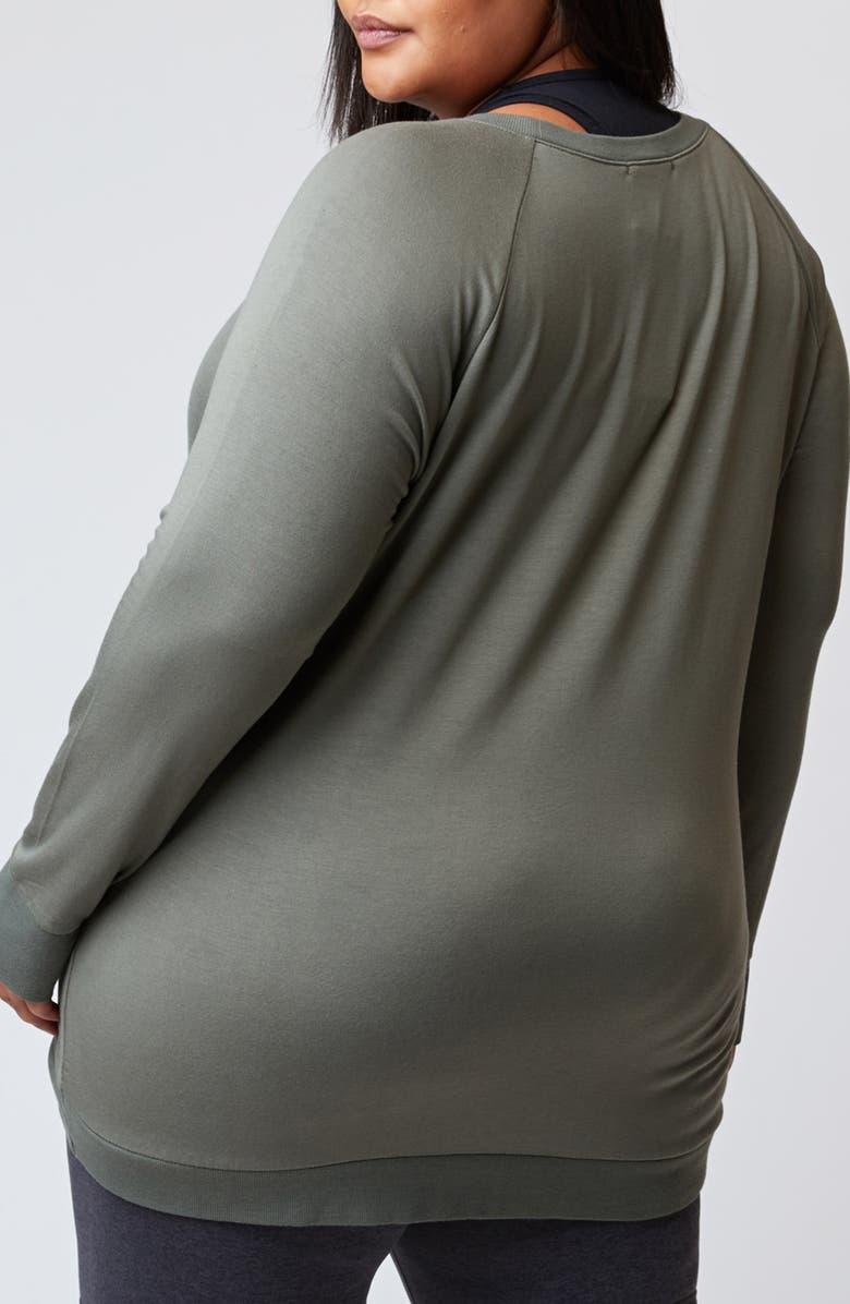 Threads 4 Thought Feather Fleece Long Sleeve Tunic Top, Alternate, color, Heather Ranger Green