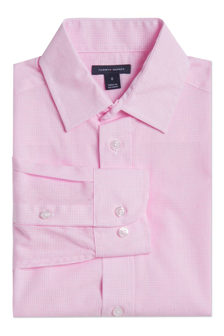Kids' Cross Gingham Button-Up Shirt, Alternate, color, PINK