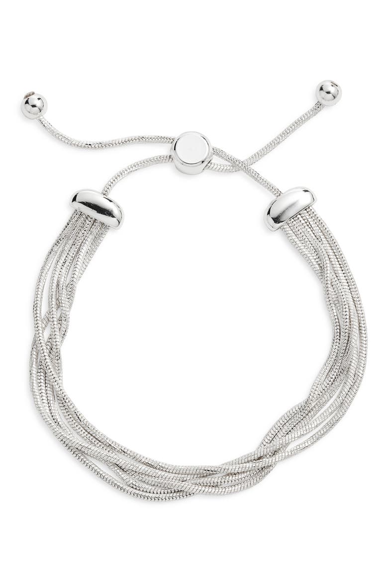 Multistrand Snake Chain Slider Bracelet, Main, color, SILVER
