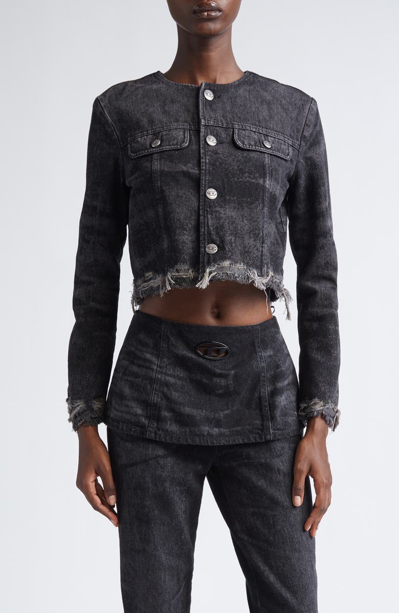 DIESEL<sup>®</sup> De-Graffy-Fsh Denim Jacket, Main, color, Black/Denim
