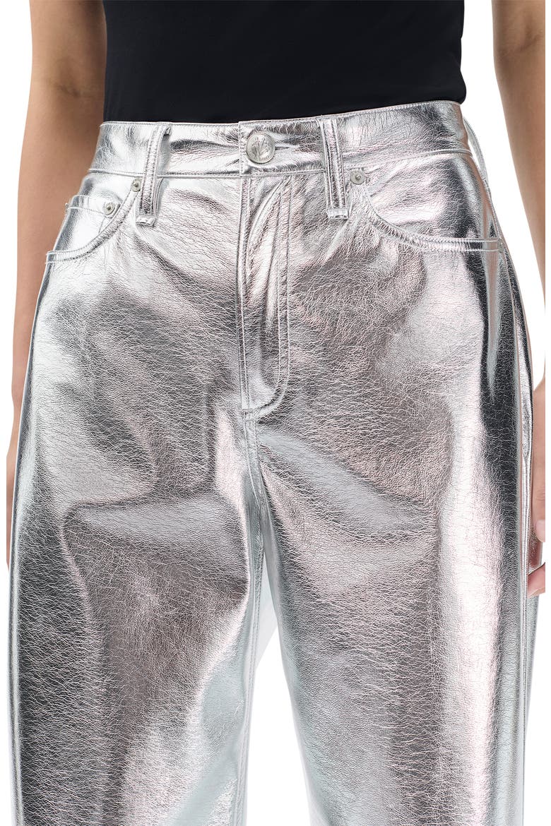 Logan High Waist Faux Leather Wide Leg Pants, Alternate, color, SILVR