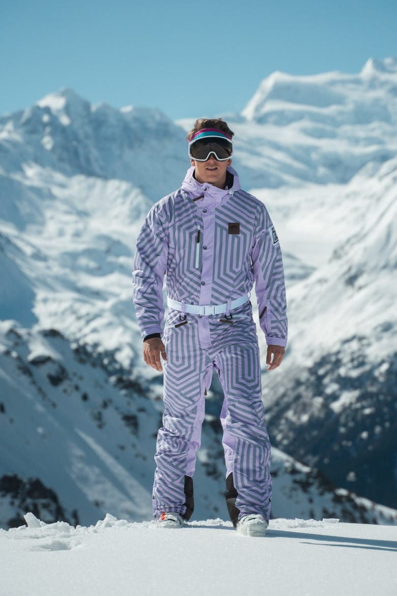 Fall Line Men's Ski Suit, Alternate, color, Purple & Grey
