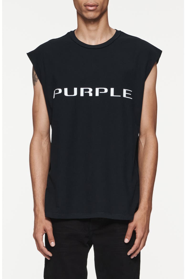 Textured Jersey Graphic Muscle Tee, Main, color, BLACK