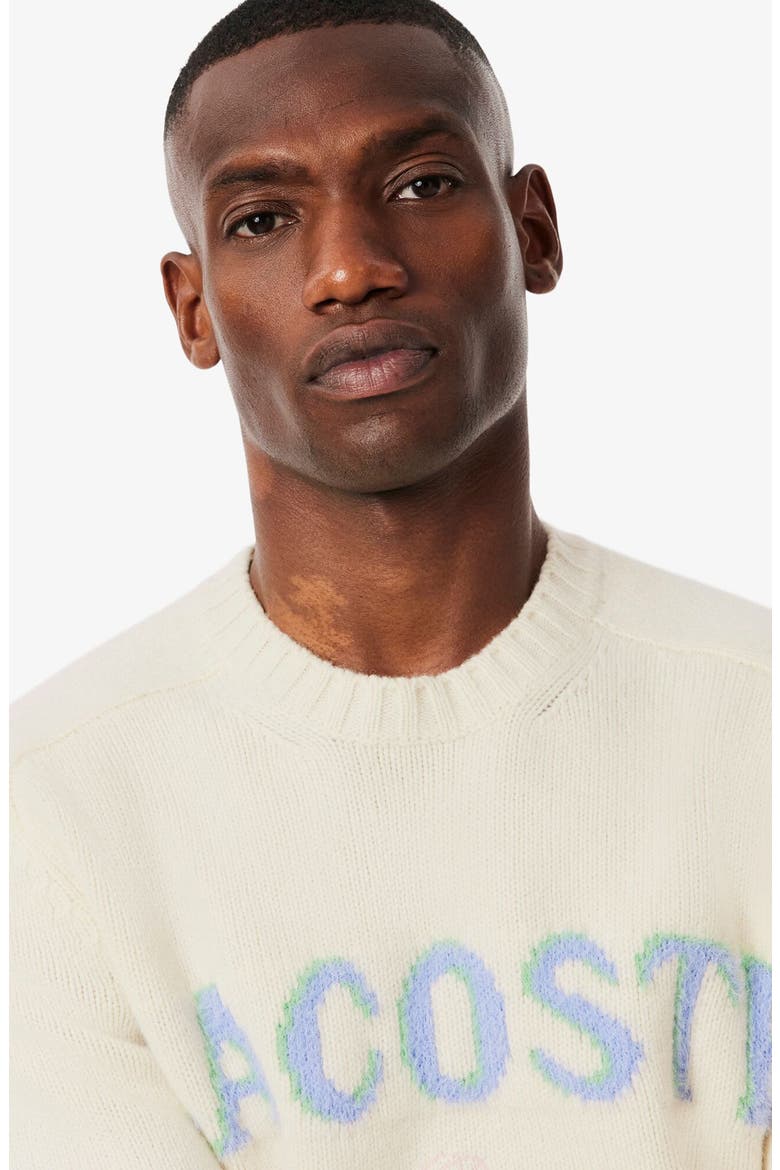 Intarsia Logo Wool Crewneck Sweater, Alternate, color, LAPLAND/ DELPHINIUM