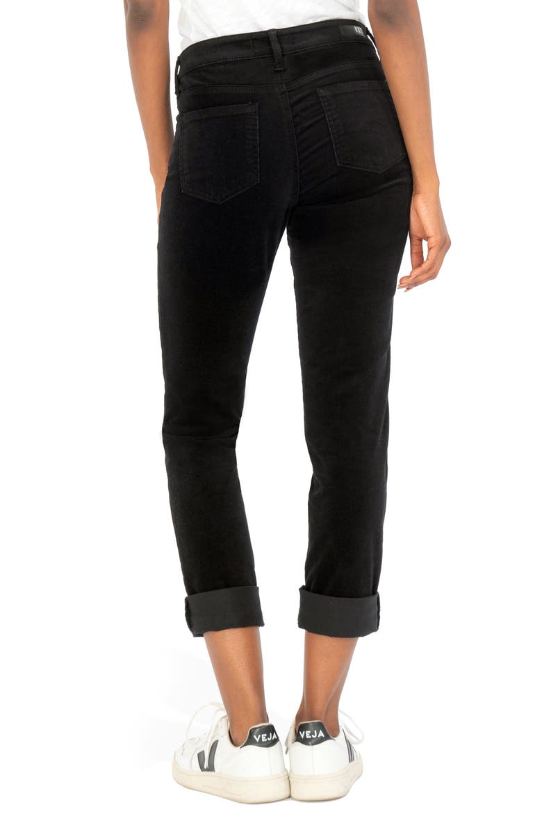 Catherine Stretch Cotton Corduroy Boyfriend Pants, Alternate, color, BLACK JM