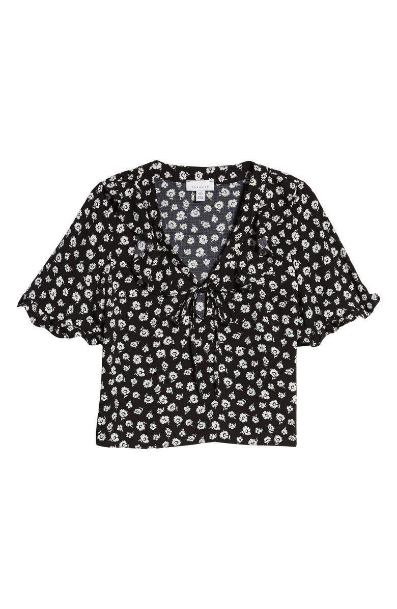 Topshop Maisie Floral Frill Keyhole Blouse, Alternate, color, 
