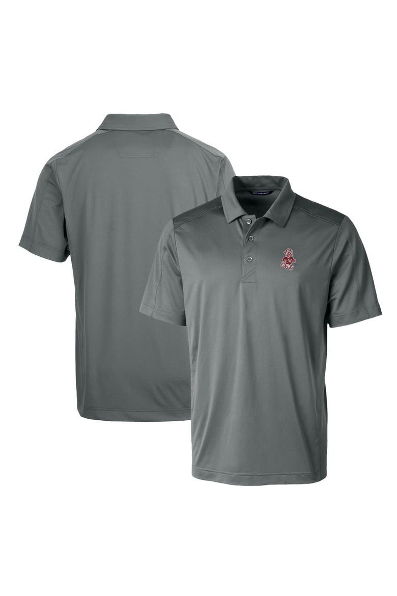 Steel Washington State Cougars Primary Team Logo Prospect Textured Stretch Polo, Alternate, color, Steel