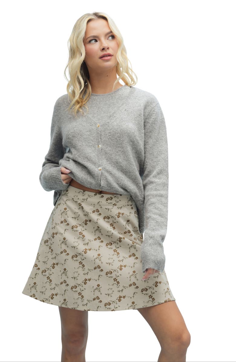 WISHLIST Floral Corduroy Miniskirt, Alternate, color, Stone/ Mocha