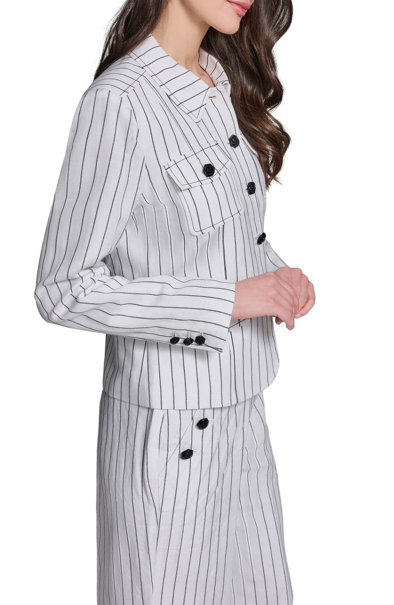 KARL LAGERFELD PARIS Stripe Linen Blend Jacket, Alternate, color, 