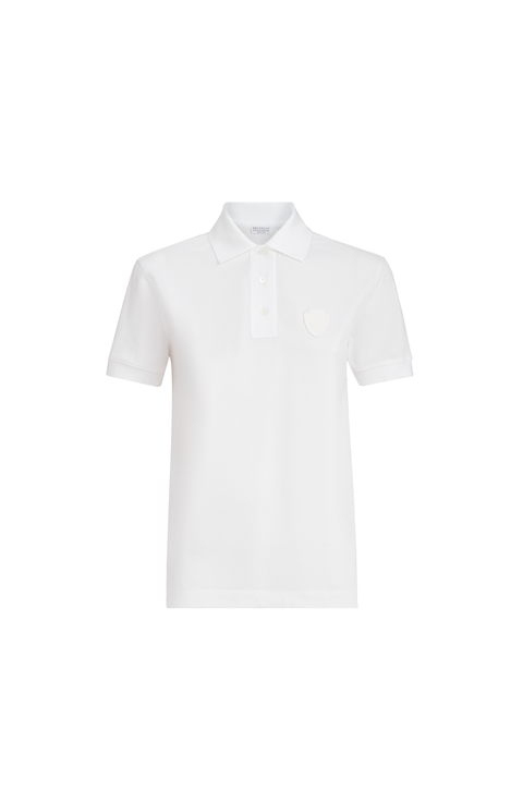Stretch cotton piqué polo shirt with logo