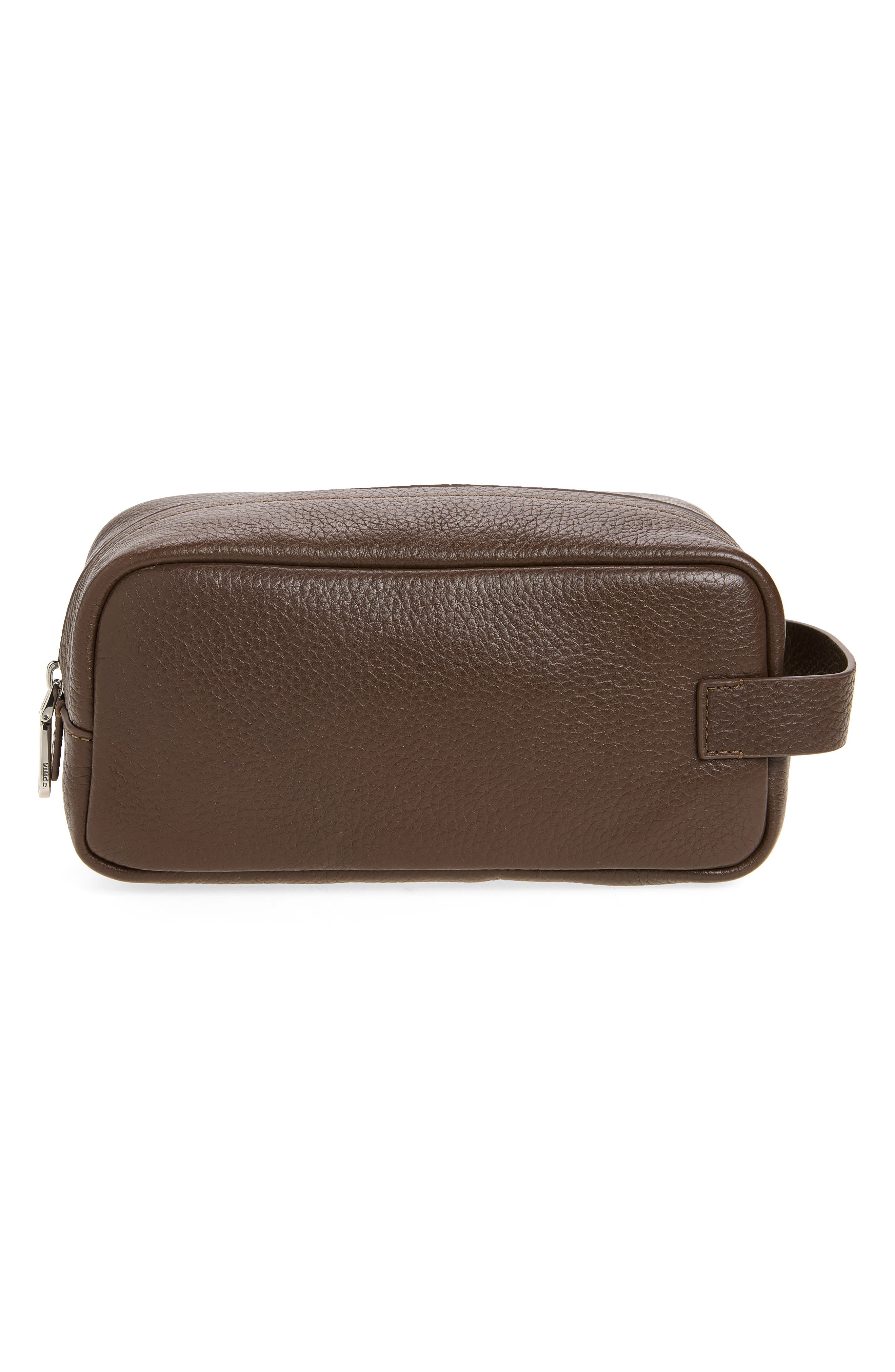 Vince Nuvaro Leather Dopp Kit In Date Pebble