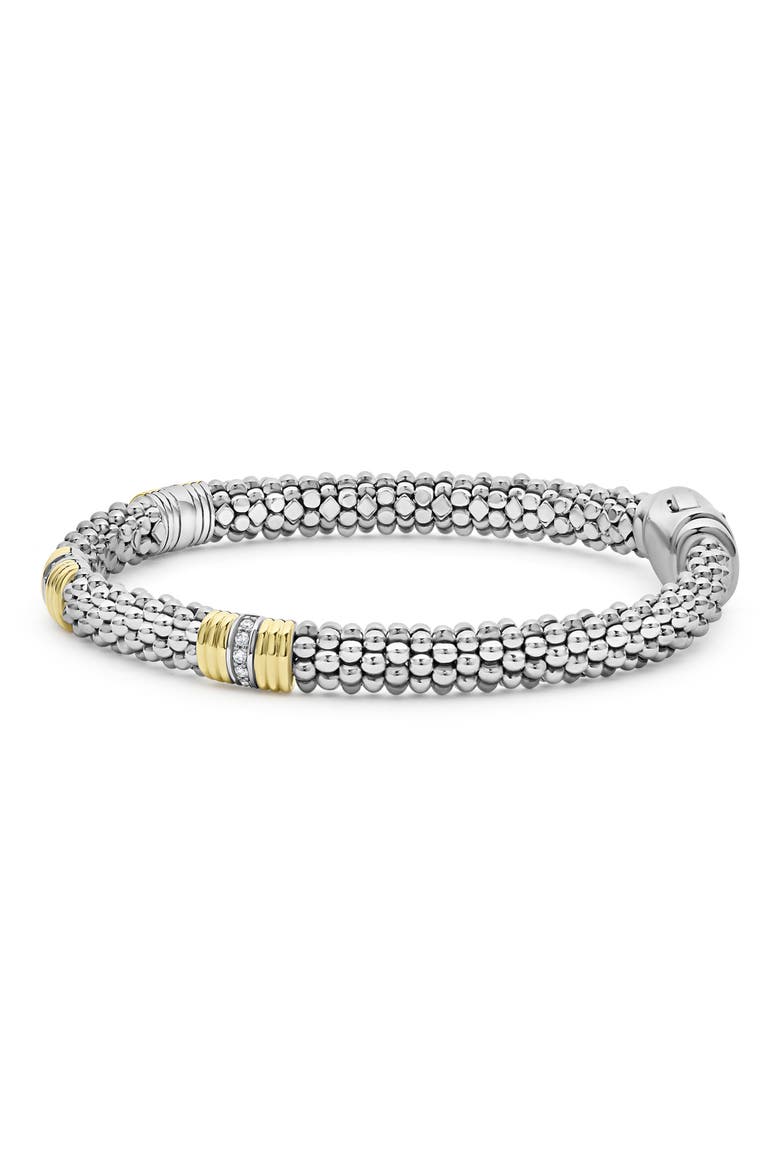 Signature Caviar Diamond Station Bracelet, Alternate, color, TWO-TONE