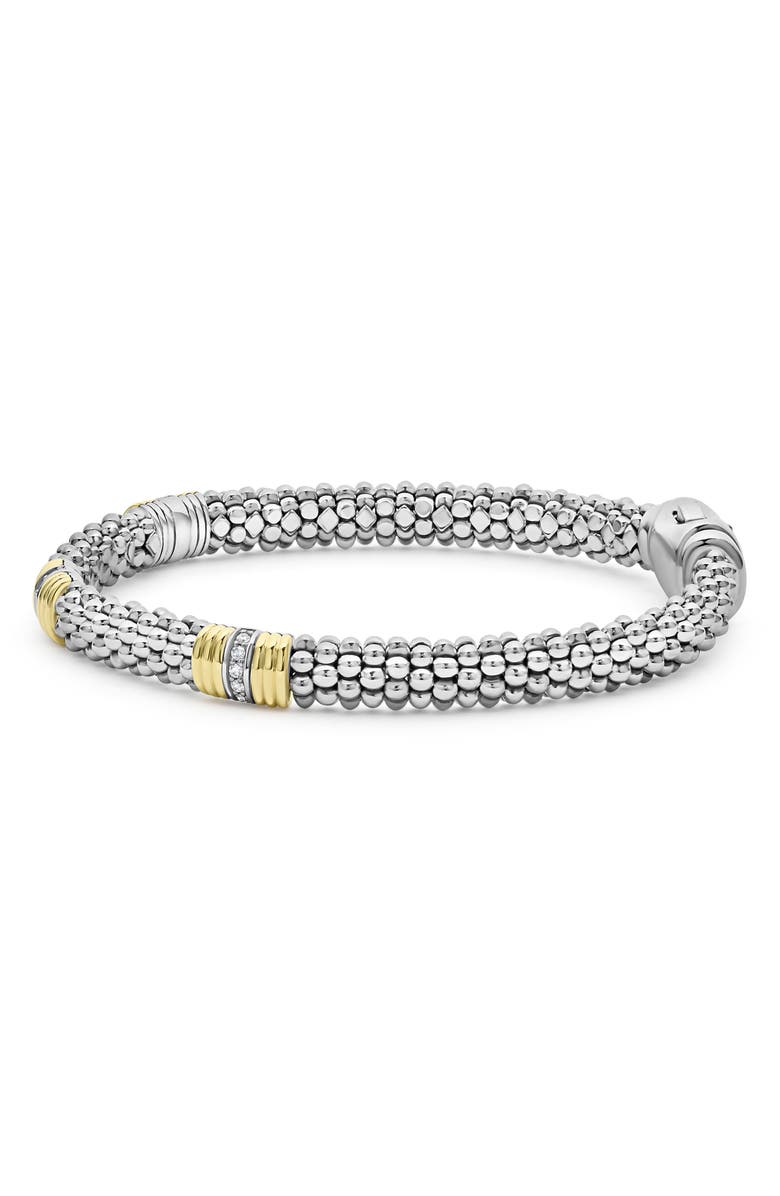 LAGOS Signature Caviar Diamond Station Bracelet, Alternate, color, Two-Tone
