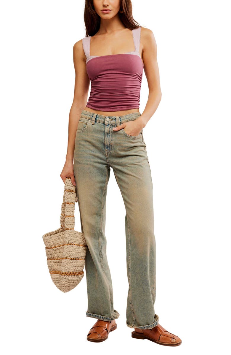 Free People Two-Tone Crop Tank Top, Alternate, color, Purple