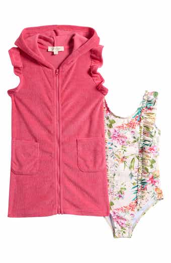 Jessica Simpson Kids' Terry Cover-Up Dress & One-Piece Swimsuit Set