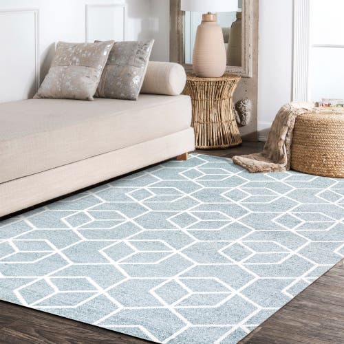 Jonathan Y Tumbling Blocks Modern Geometric Area Rug In Light Blue/white