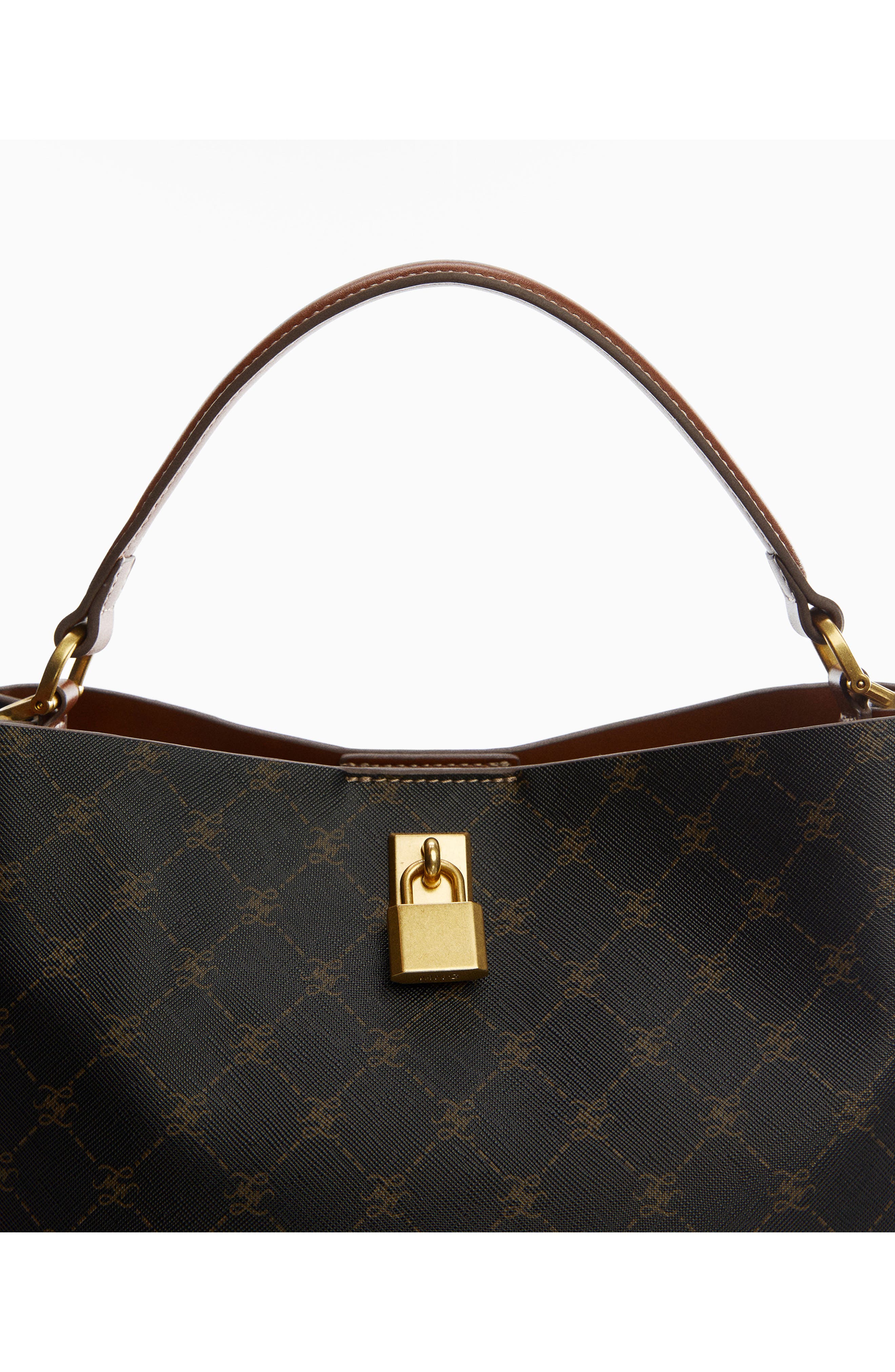 MANGO Monogram Faux Leather Shoulder Bag, Alternate, color, 