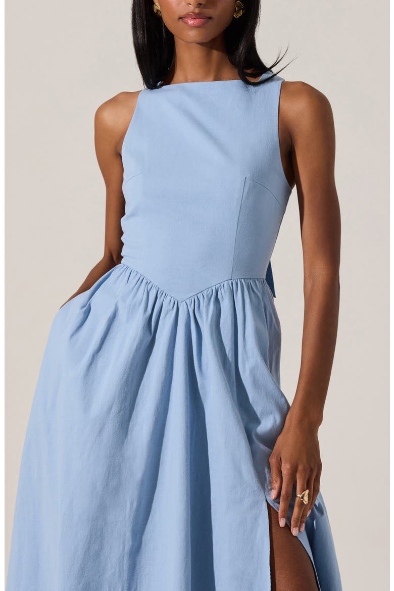 Bow Back A-Line Dress, Alternate, color, BLUE
